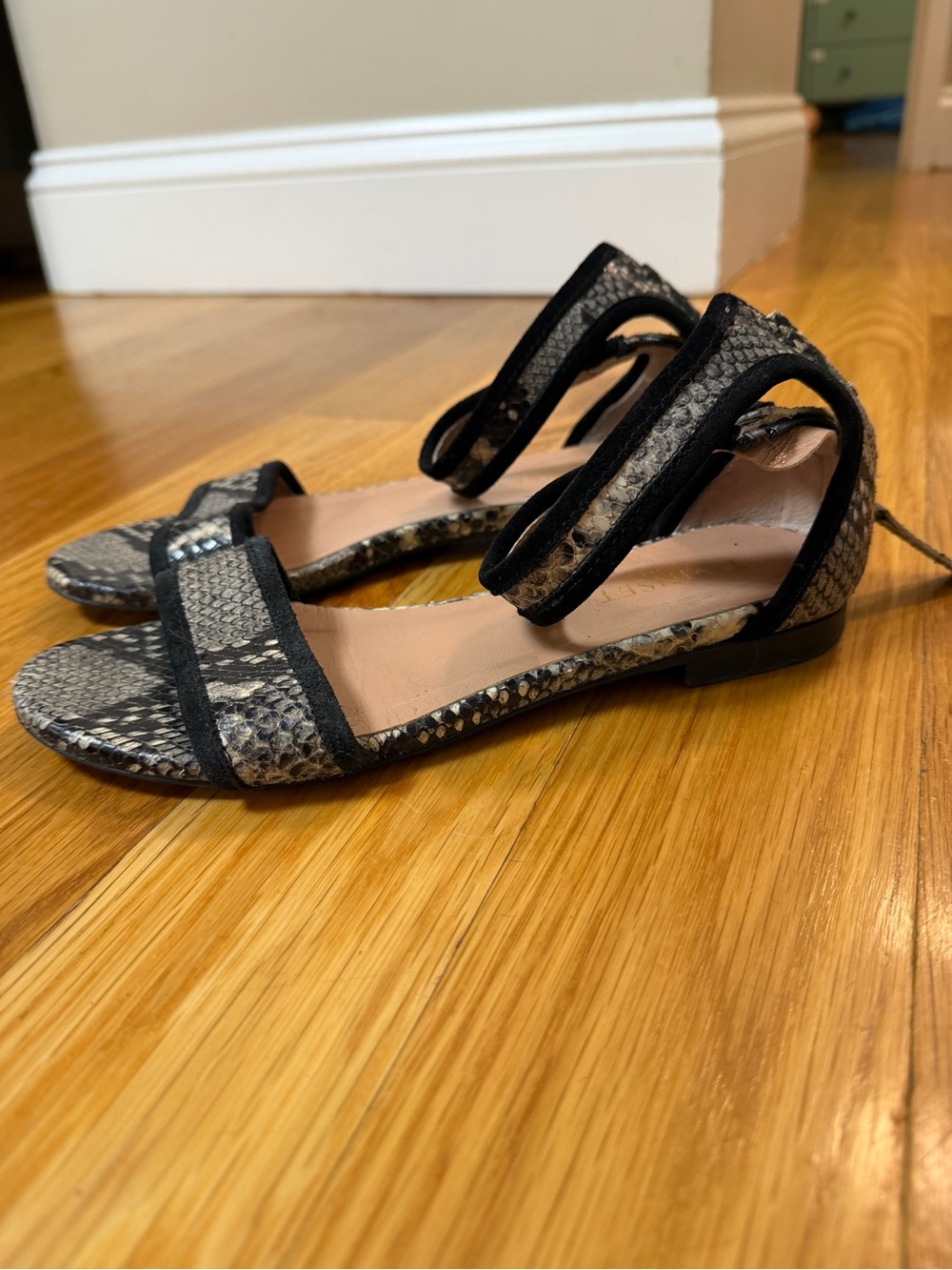 Twinset Women’s Black Snake-Print Ankle-Strap Sandals